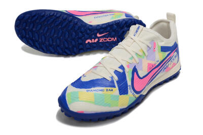 Men's Nike Air Zoom Mercurial Vapor 15 Pro TF Artificial Turf Low-Tops Football Shoes - White/Pink/Blue/Yellow