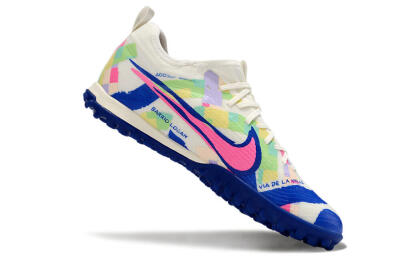 Men's Nike Air Zoom Mercurial Vapor 15 Pro TF Artificial Turf Low-Tops Football Shoes - White/Pink/Blue/Yellow
