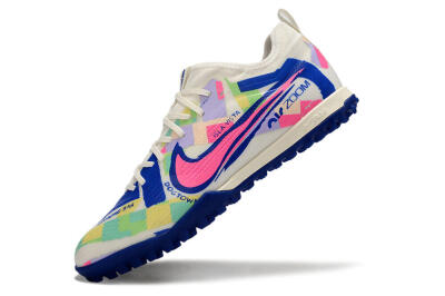 Men's Nike Air Zoom Mercurial Vapor 15 Pro TF Artificial Turf Low-Tops Football Shoes - White/Pink/Blue/Yellow