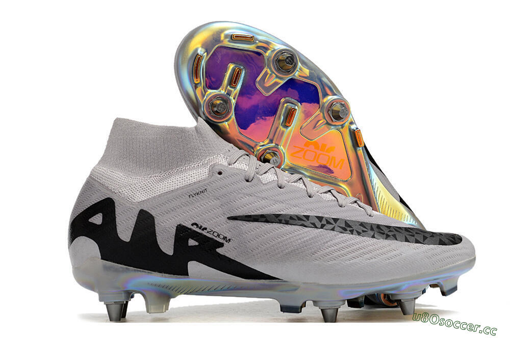 Men's Nike Air Zoom Mercurial Superfly 9 Elite SG Soft Ground High-Tops Football Boots - Grey/Black/Gold 2