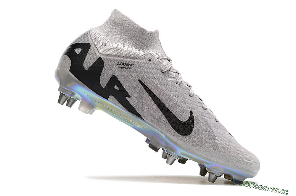 Men's Nike Air Zoom Mercurial Superfly 9 Elite SG Soft Ground High-Tops Football Boots - Grey/Black/Gold 4