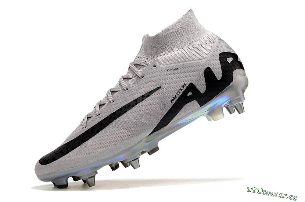 Men's Nike Air Zoom Mercurial Superfly 9 Elite SG Soft Ground High-Tops Football Boots - Grey/Black/Gold 5