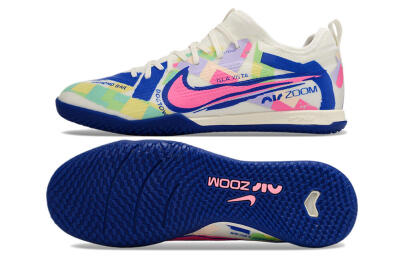 Men's Nike Air Zoom Mercurial Vapor 15 Pro IC Indoor & Futsal Low-Tops Football Shoes - White/Pink/Blue/Yellow