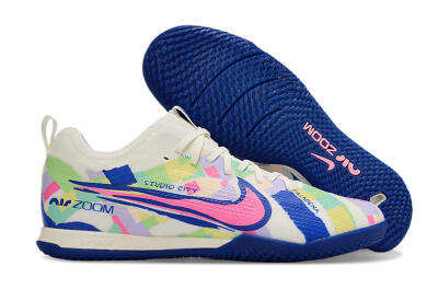 Men's Nike Air Zoom Mercurial Vapor 15 Pro IC Indoor & Futsal Low-Tops Football Shoes - White/Pink/Blue/Yellow