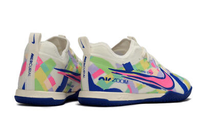 Men's Nike Air Zoom Mercurial Vapor 15 Pro IC Indoor & Futsal Low-Tops Football Shoes - White/Pink/Blue/Yellow