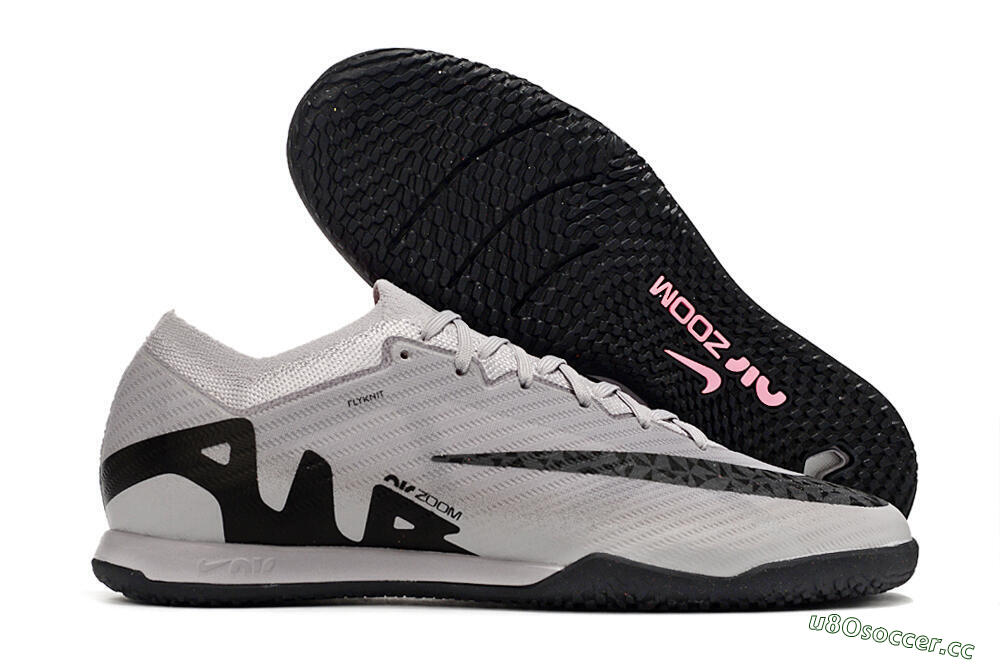 Men's Nike Air Zoom Mercurial Vapor 15 Elite IC Indoor & Futsal Low-Tops Football Shoes - Grey/Black/Pink 2