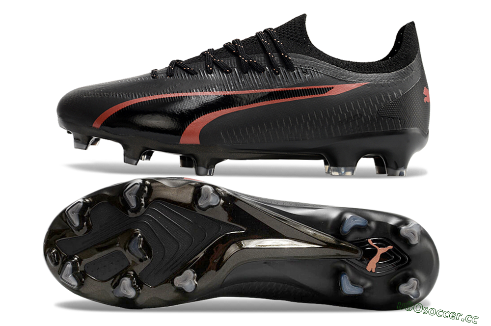 Men's Puma Ultra Ultimate FG Firm Ground Low-Tops Football Boots - Black/Red 1