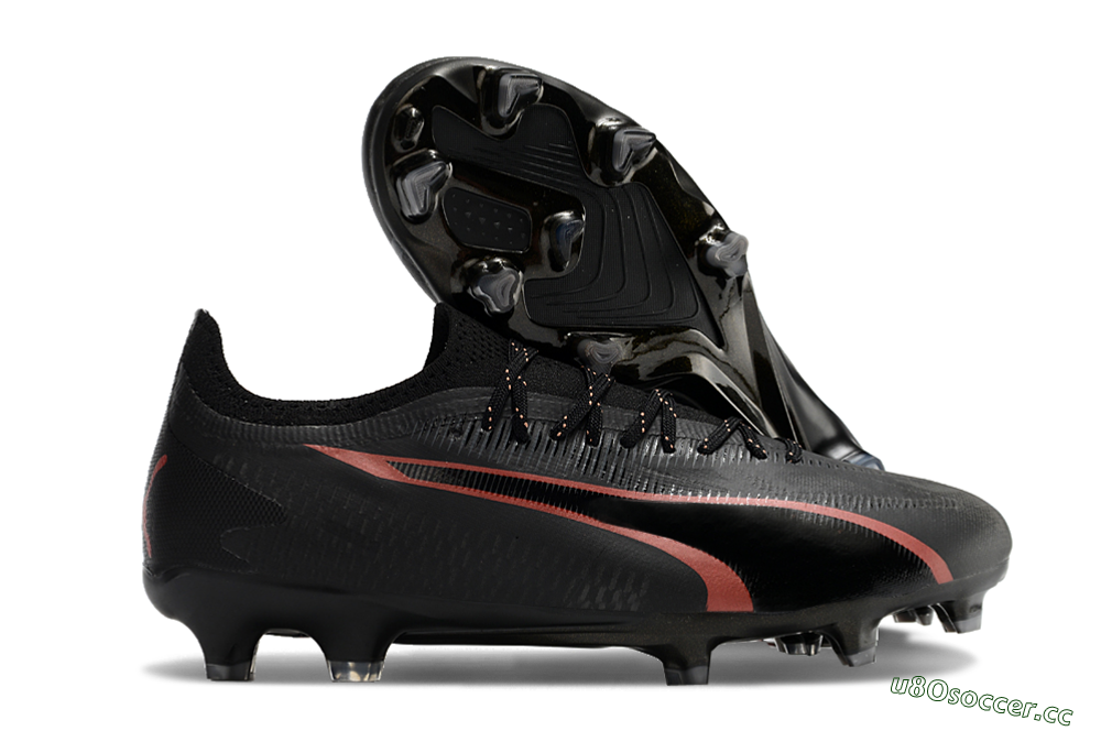 Men's Puma Ultra Ultimate FG Firm Ground Low-Tops Football Boots - Black/Red 2