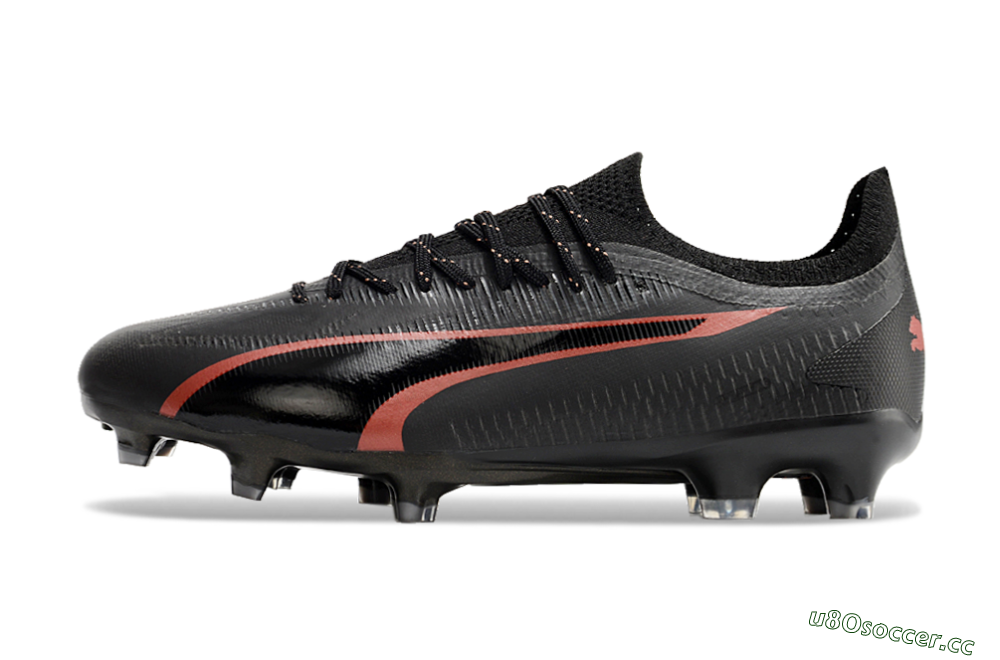 Men's Puma Ultra Ultimate FG Firm Ground Low-Tops Football Boots - Black/Red 0