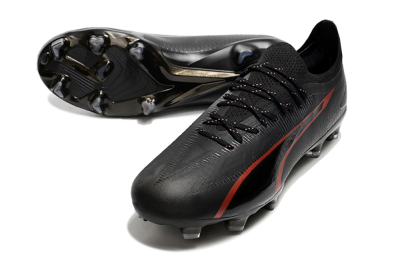 Men's Puma Ultra Ultimate FG Firm Ground Low-Tops Football Boots - Black/Red