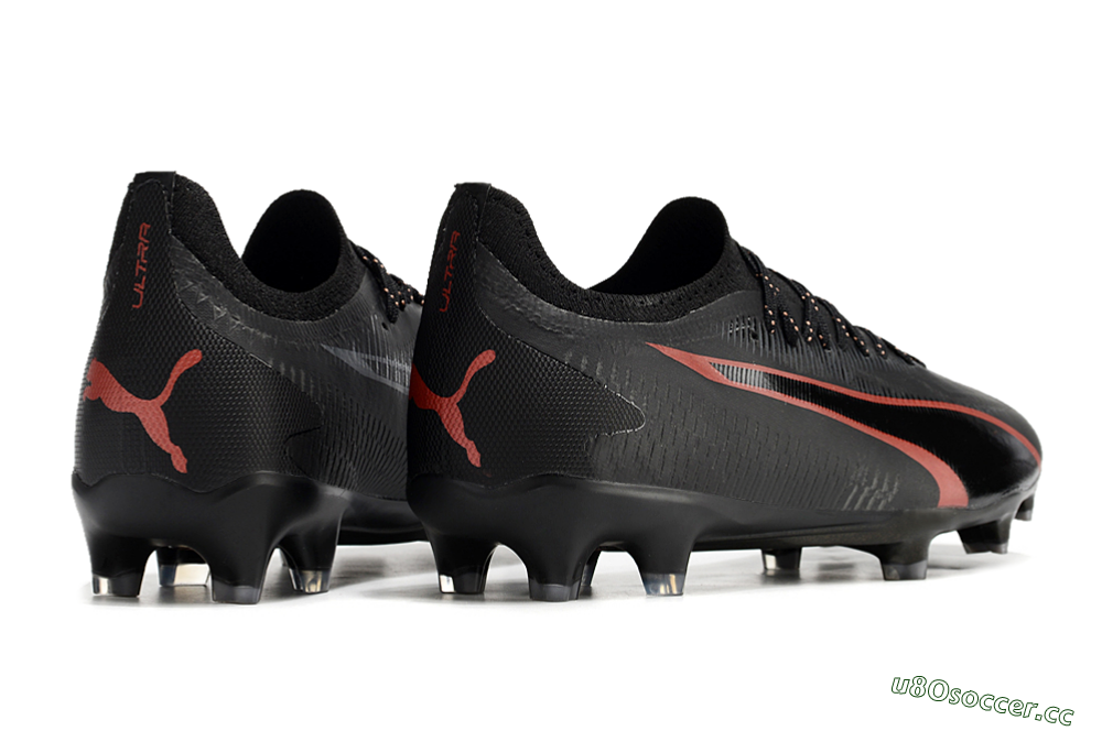 Men's Puma Ultra Ultimate FG Firm Ground Low-Tops Football Boots - Black/Red 6