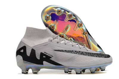 Men's Nike Air Zoom Mercurial Superfly 9 Elite AG Artificial Grass High-Tops Football Boots - Grey/Black/Gold