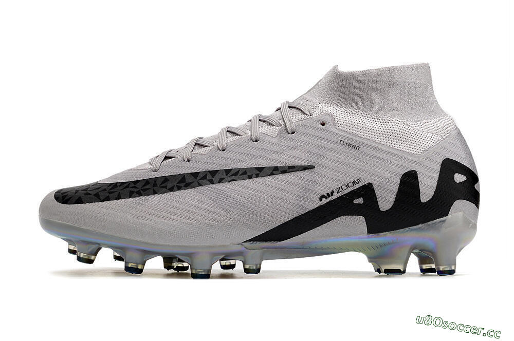 Men's Nike Air Zoom Mercurial Superfly 9 Elite AG Artificial Grass High-Tops Football Boots - Grey/Black/Gold 0