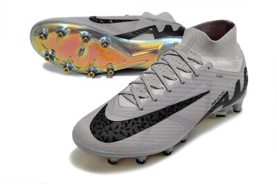 Men's Nike Air Zoom Mercurial Superfly 9 Elite AG Artificial Grass High-Tops Football Boots - Grey/Black/Gold