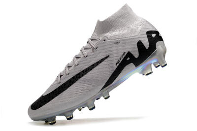 Men's Nike Air Zoom Mercurial Superfly 9 Elite AG Artificial Grass High-Tops Football Boots - Grey/Black/Gold