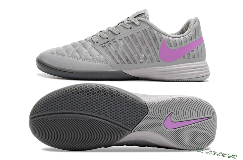 Men's Nike Lunar Gato 2 IC Indoor & Futsal Low-Tops Football Shoes - Grey/Purple/White 1