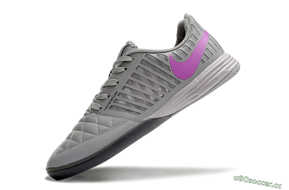 Men's Nike Lunar Gato 2 IC Indoor & Futsal Low-Tops Football Shoes - Grey/Purple/White 5
