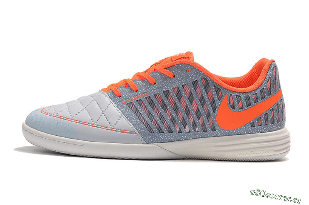 Men's Nike Lunar Gato 2 IC Indoor & Futsal Low-Tops Football Shoes - White/Grey/Orange 2