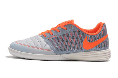 Men's Nike Lunar Gato 2 IC Indoor & Futsal Low-Tops Football Shoes - White/Grey/Orange