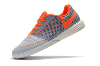 Men's Nike Lunar Gato 2 IC Indoor & Futsal Low-Tops Football Shoes - White/Grey/Orange