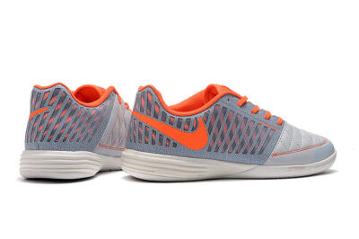 Men's Nike Lunar Gato 2 IC Indoor & Futsal Low-Tops Football Shoes - White/Grey/Orange