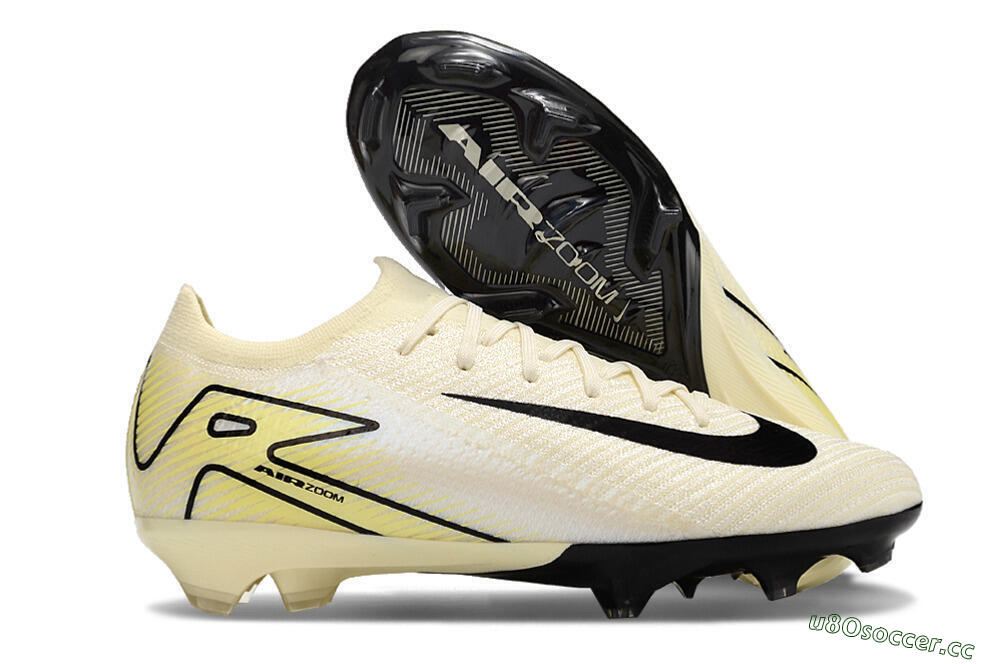 Men's Nike Air Zoom Mercurial Vapor 16 Elite FG Firm Ground Low-Tops Football Boots - Beige/Black/Yellow 2