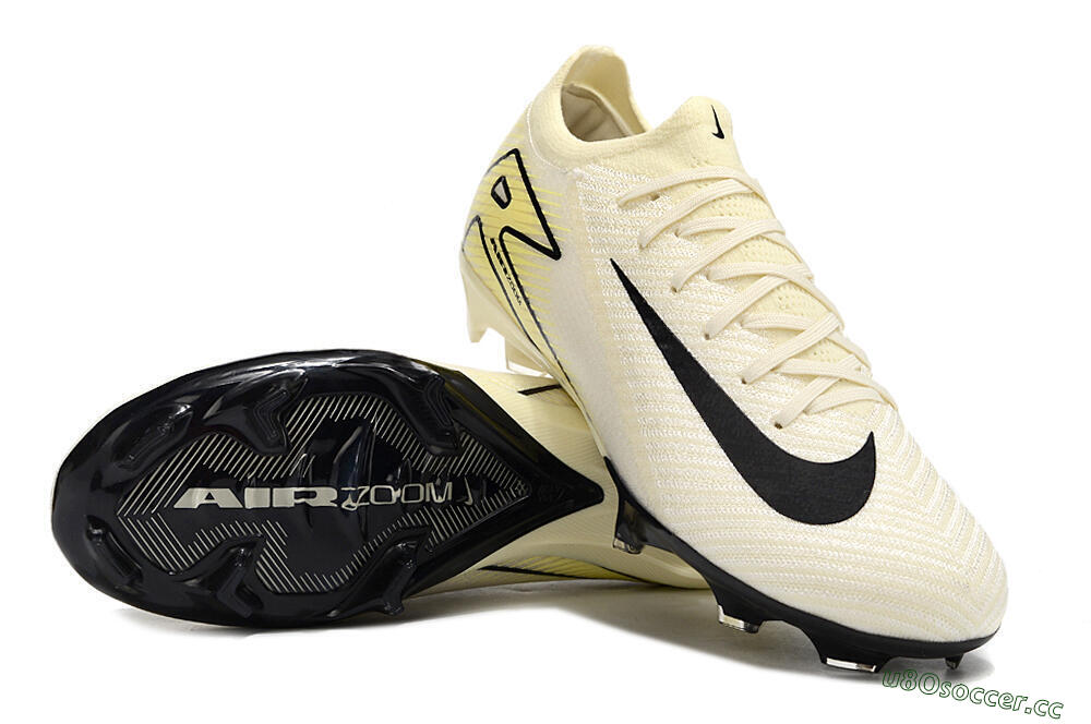Men's Nike Air Zoom Mercurial Vapor 16 Elite FG Firm Ground Low-Tops Football Boots - Beige/Black/Yellow 3