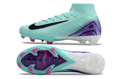 Men's Nike Air Zoom Mercurial Superfly 10 Elite FG Firm Ground High-Tops Football Boots - Jade/Black/Purple