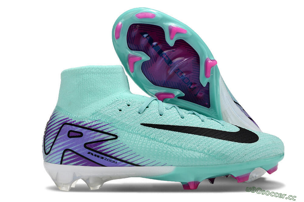 Men's Nike Air Zoom Mercurial Superfly 10 Elite FG Firm Ground High-Tops Football Boots - Jade/Black/Purple 2