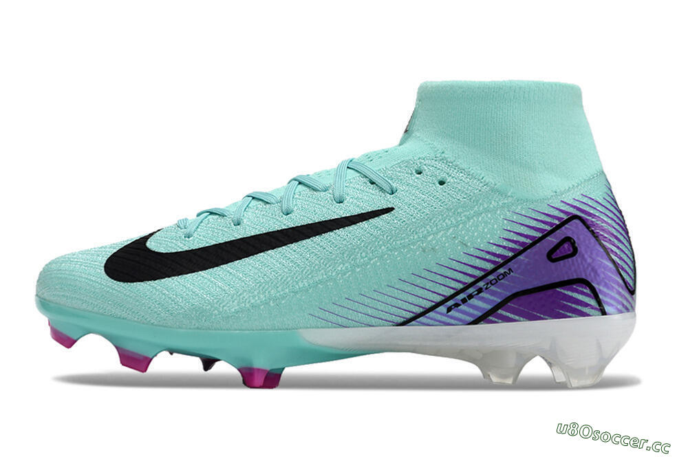 Men's Nike Air Zoom Mercurial Superfly 10 Elite FG Firm Ground High-Tops Football Boots - Jade/Black/Purple 0