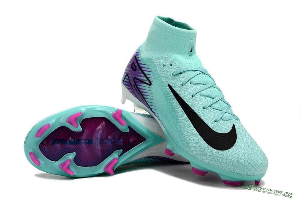 Men's Nike Air Zoom Mercurial Superfly 10 Elite FG Firm Ground High-Tops Football Boots - Jade/Black/Purple 3