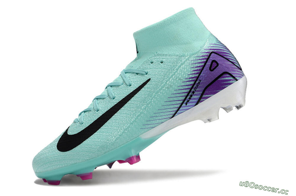 Men's Nike Air Zoom Mercurial Superfly 10 Elite FG Firm Ground High-Tops Football Boots - Jade/Black/Purple 5