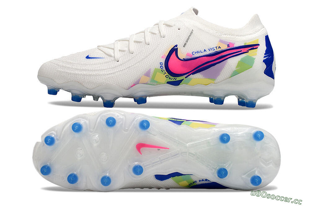 Men's Nike Phantom Luna Elite AG Artificial Grass Low-Tops Football Boots - White/Pink/Blue 1