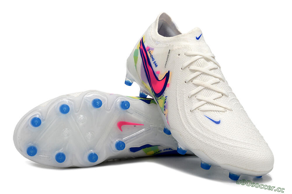 Men's Nike Phantom Luna Elite AG Artificial Grass Low-Tops Football Boots - White/Pink/Blue 3