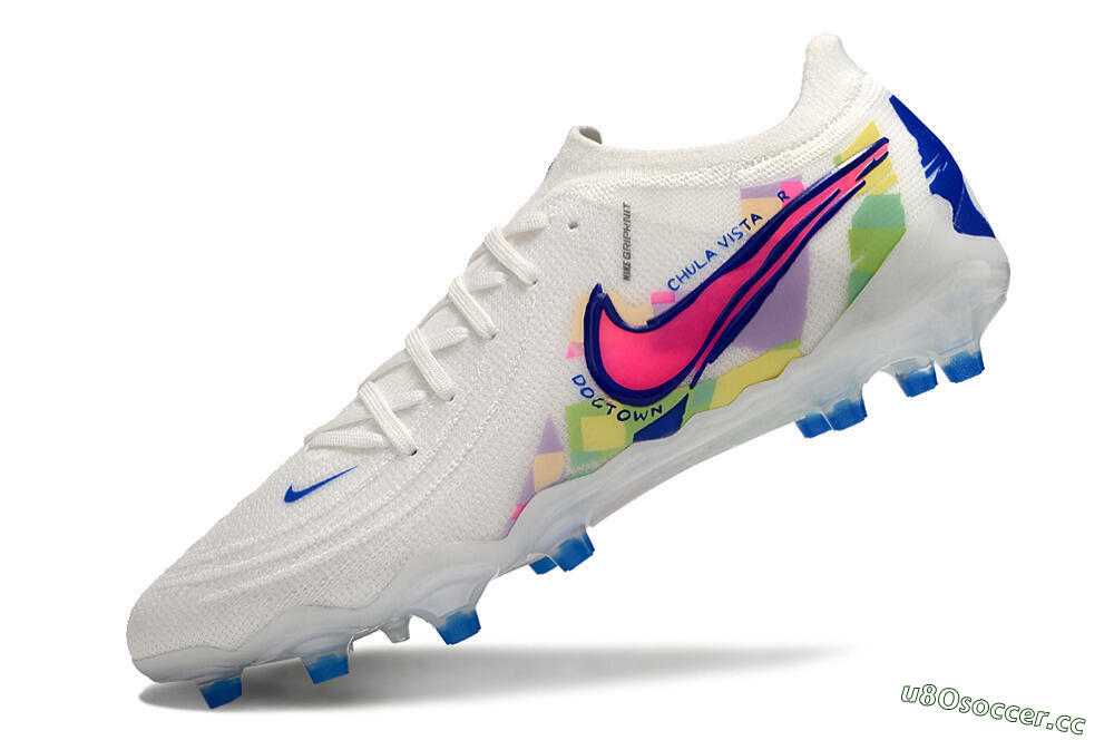 Men's Nike Phantom Luna Elite AG Artificial Grass Low-Tops Football Boots - White/Pink/Blue 5