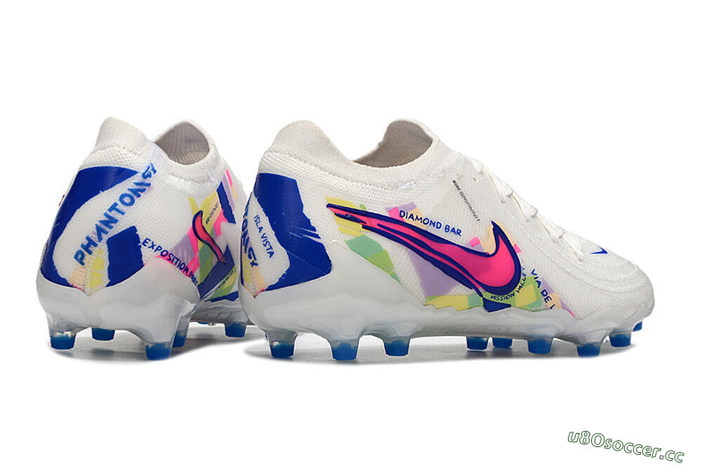 Men's Nike Phantom Luna Elite AG Artificial Grass Low-Tops Football Boots - White/Pink/Blue 6