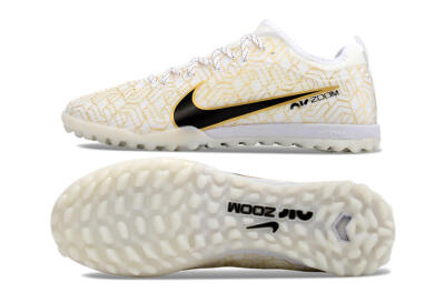 Men's Nike Air Zoom Mercurial Vapor 15 Pro TF Artificial Turf Low-Tops Football Shoes - White/Gold/Black