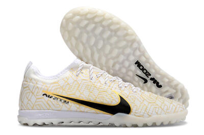 Men's Nike Air Zoom Mercurial Vapor 15 Pro TF Artificial Turf Low-Tops Football Shoes - White/Gold/Black