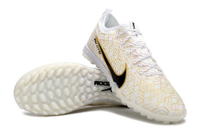 Men's Nike Air Zoom Mercurial Vapor 15 Pro TF Artificial Turf Low-Tops Football Shoes - White/Gold/Black