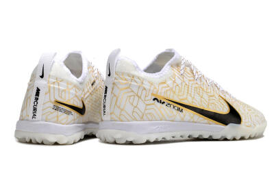 Men's Nike Air Zoom Mercurial Vapor 15 Pro TF Artificial Turf Low-Tops Football Shoes - White/Gold/Black