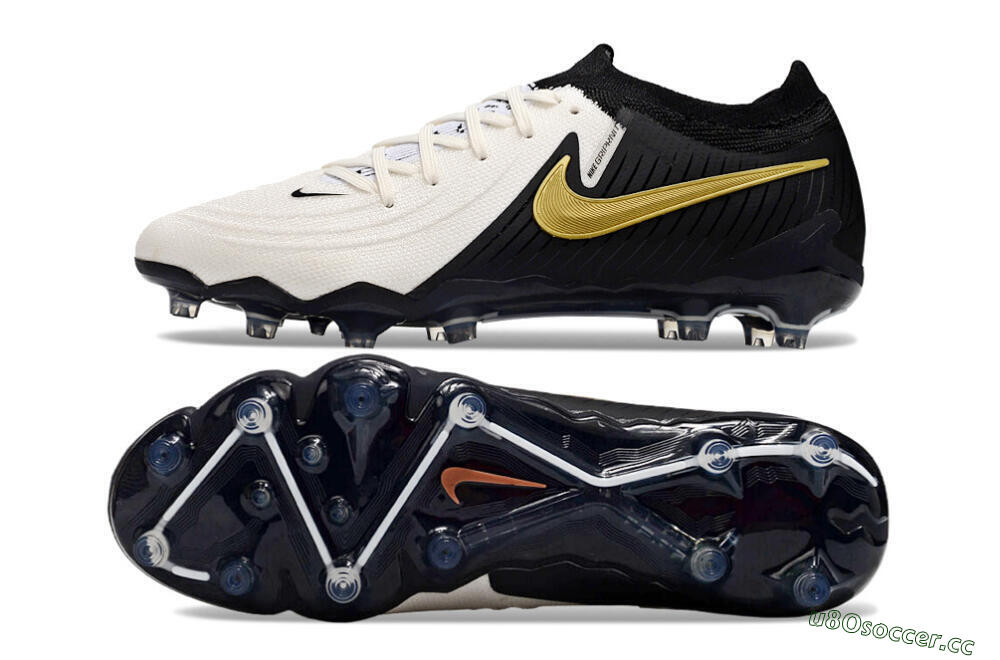 Men's Nike Phantom Luna Elite AG Artificial Grass Low-Tops Football Boots - White/Black/Gold 1