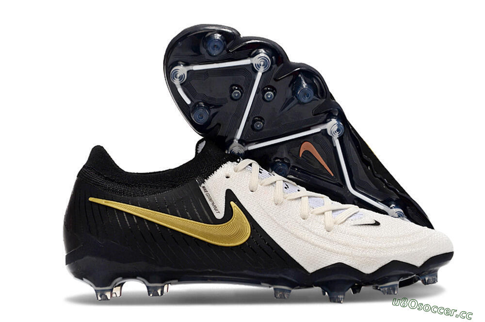 Men's Nike Phantom Luna Elite AG Artificial Grass Low-Tops Football Boots - White/Black/Gold 2