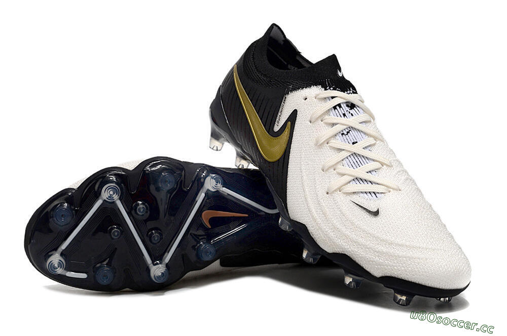 Men's Nike Phantom Luna Elite AG Artificial Grass Low-Tops Football Boots - White/Black/Gold 3