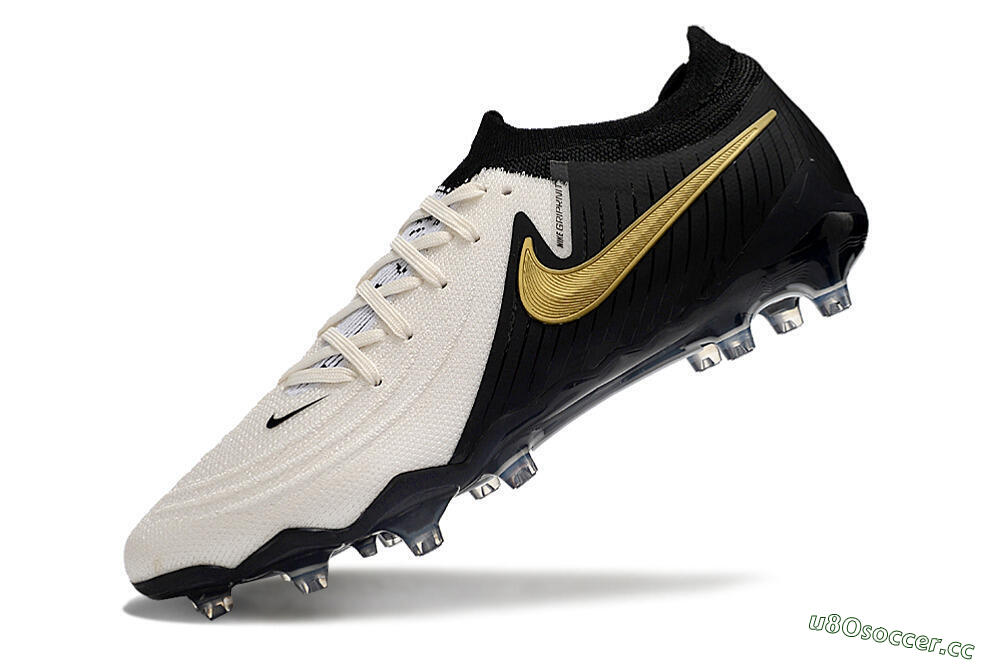 Men's Nike Phantom Luna Elite AG Artificial Grass Low-Tops Football Boots - White/Black/Gold 5