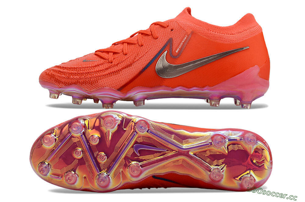 Men's Nike Phantom Luna Elite AG Artificial Grass Low-Tops Football Boots - Red/Silver/Gold 1