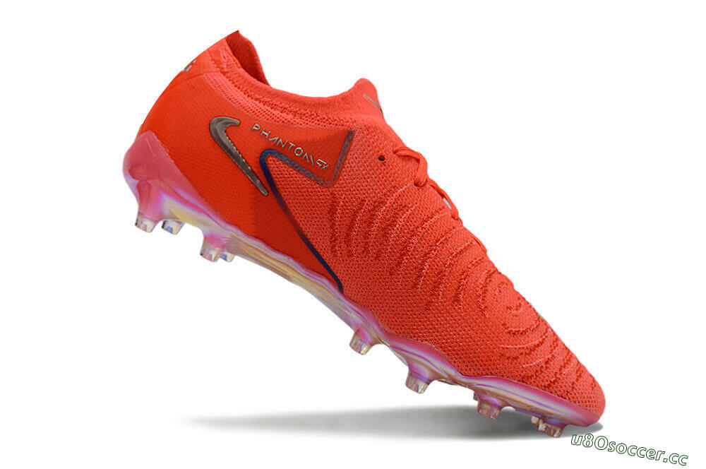 Men's Nike Phantom Luna Elite AG Artificial Grass Low-Tops Football Boots - Red/Silver/Gold 4