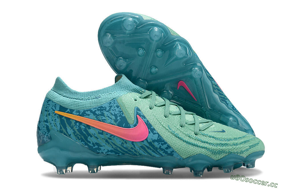 Men's Nike Phantom Luna Elite AG Artificial Grass Low-Tops Football Boots - Jade/Pink/Yellow 2