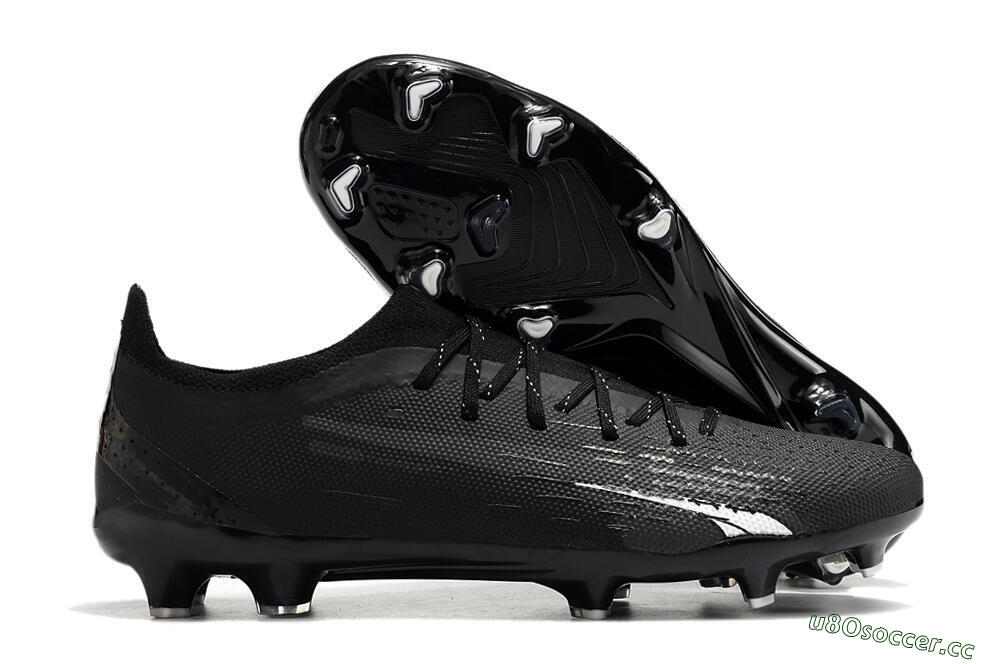 Men's Puma Ultra Ultimate FG Firm Ground Low-Tops Football Boots - Black/White 2