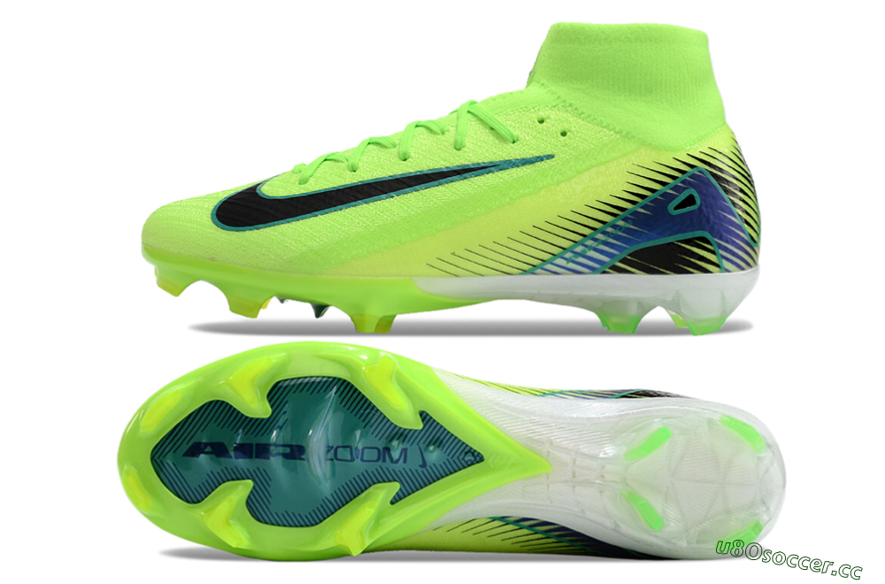 Unisex Nike Air Zoom Mercurial Superfly 10 Elite FG Firm Ground High-Tops Football Boots - Yellow/Blue/Black 1