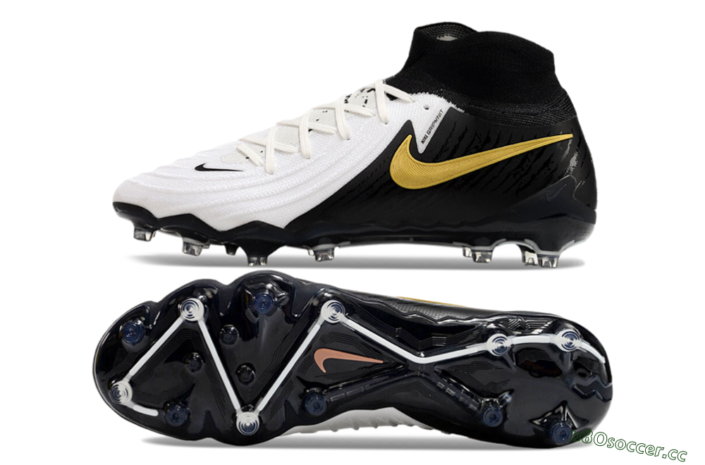 Men's Nike Phantom Luna Elite AG Artificial Grass High-Tops Football Boots - White/Black/Gold 1